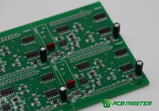 Ceramic capacitors mounted on a PCB for electronic circuit decoupling and filtering