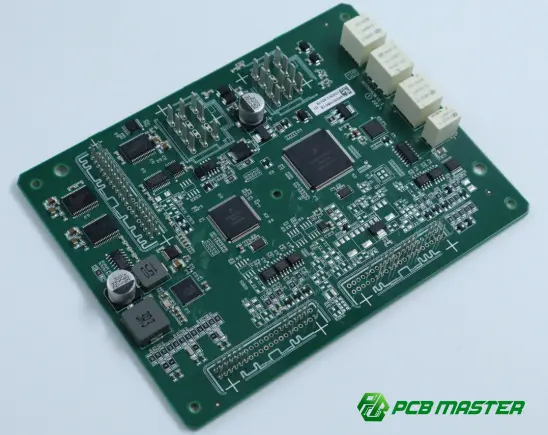 PCB circuit board with electronic components for printed circuit board design and manufacturing
