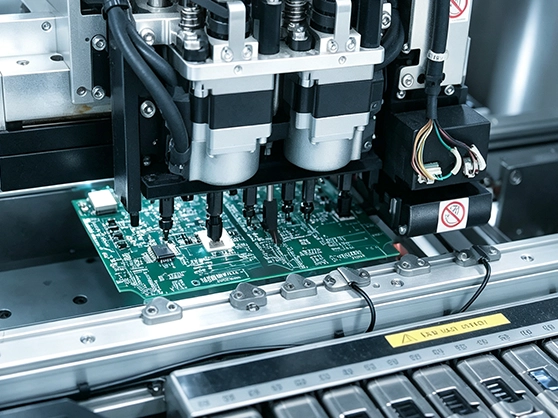 はんだペースト印刷中のPCBアセンブリのクローズアップ