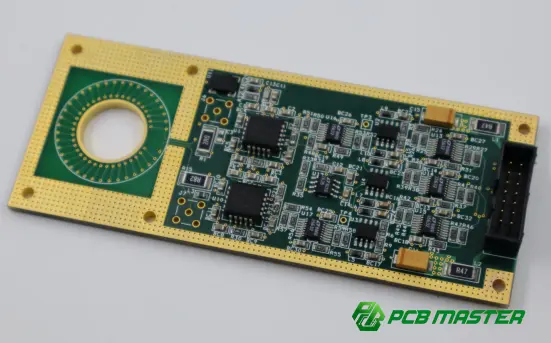 PCB with capacitors and inductors for electronic circuit filtering, power management, and signal processing"
