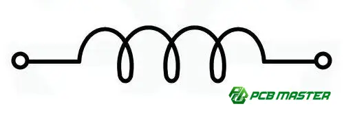 Inductor symbol in an electrical circuit diagram showing the standard coil representation used in PCB schematics