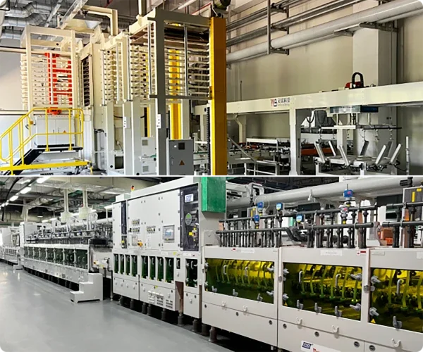 HDI PCB production workshop with machines and automated manufacturing processes