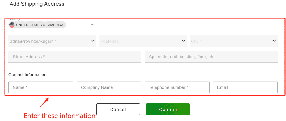First, please choose the payment method. Currently, PCBMASTER supports two payment methods, PayPal and Bank Transfer. Other payment methods (such as credit cards) will be added in the future. After choosing the payment method, please add your delivery information (such as consignee name, delivery address, etc.).